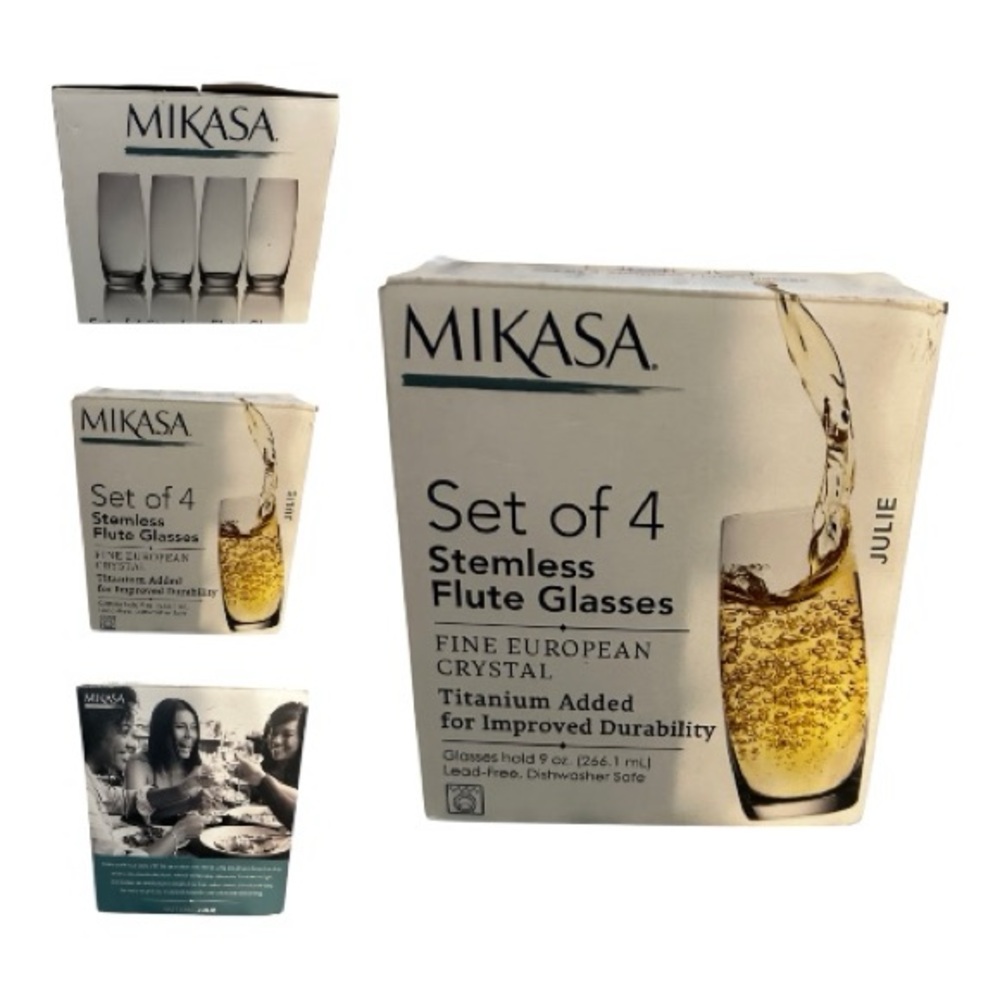 Mikasa Crystal Stemless Flute Glasses Set (4)